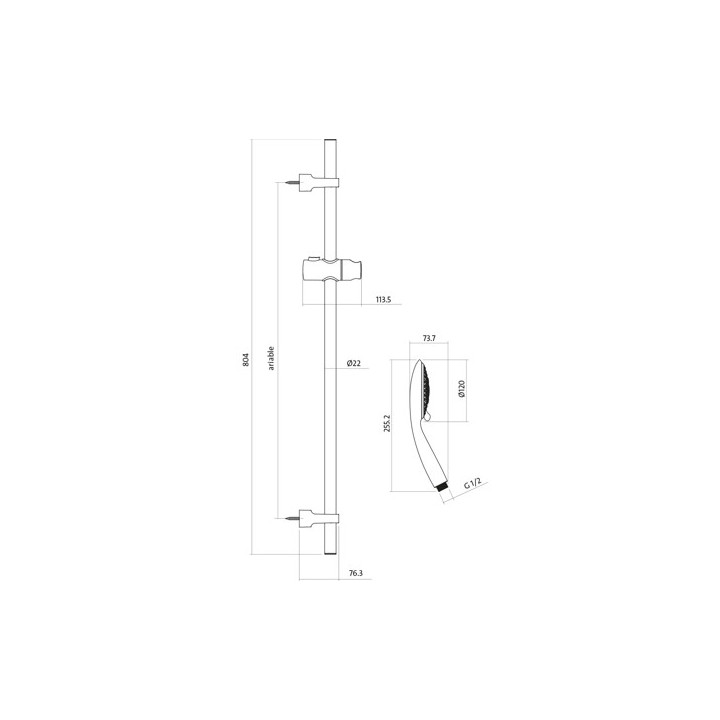 Dusch-set, Cersanit Senti - Chrom