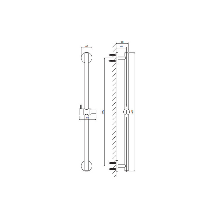 Brausestange, 66 cm, Omnires - Nikiel