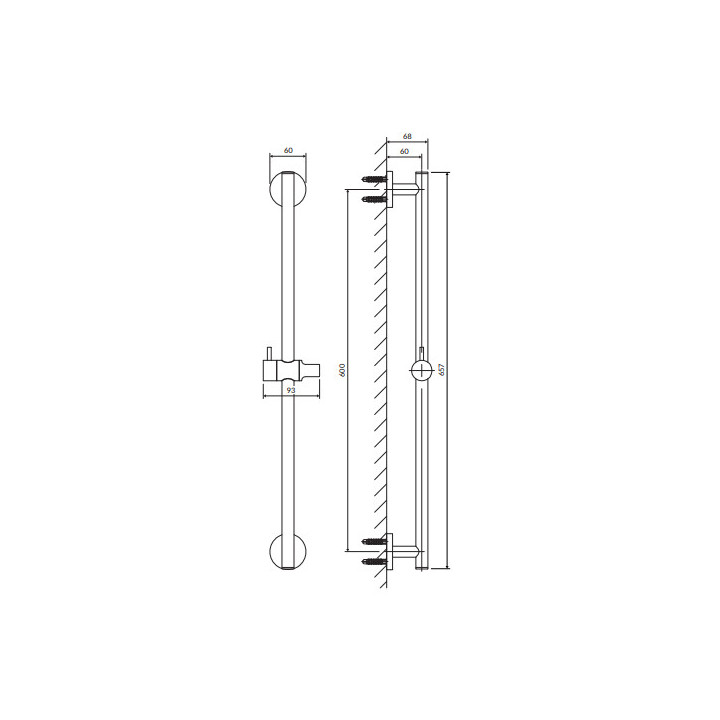 Brausestange, 66 cm, Omnires - Chrom