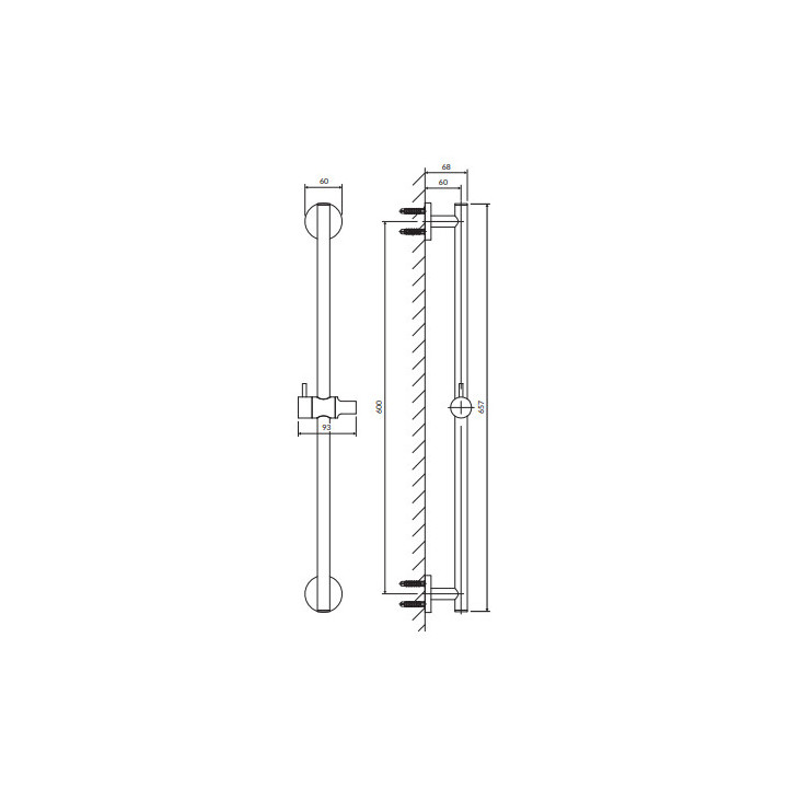 Brausestange, 66 cm, Omnires - Miedź 