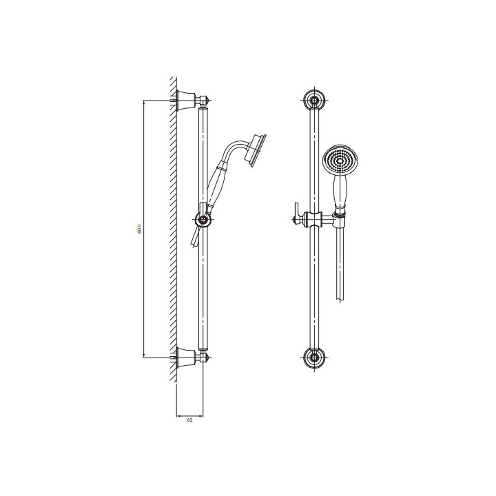 Dusch-set suwany, Omnires Armance - Gebürstetes messing