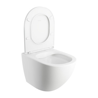 Bezkołnierzowa Becken Toiletten- hängend mit WC-Sitz mit Softclosing, 49x37 cm, Omnires Ottawa - Weiß matt  