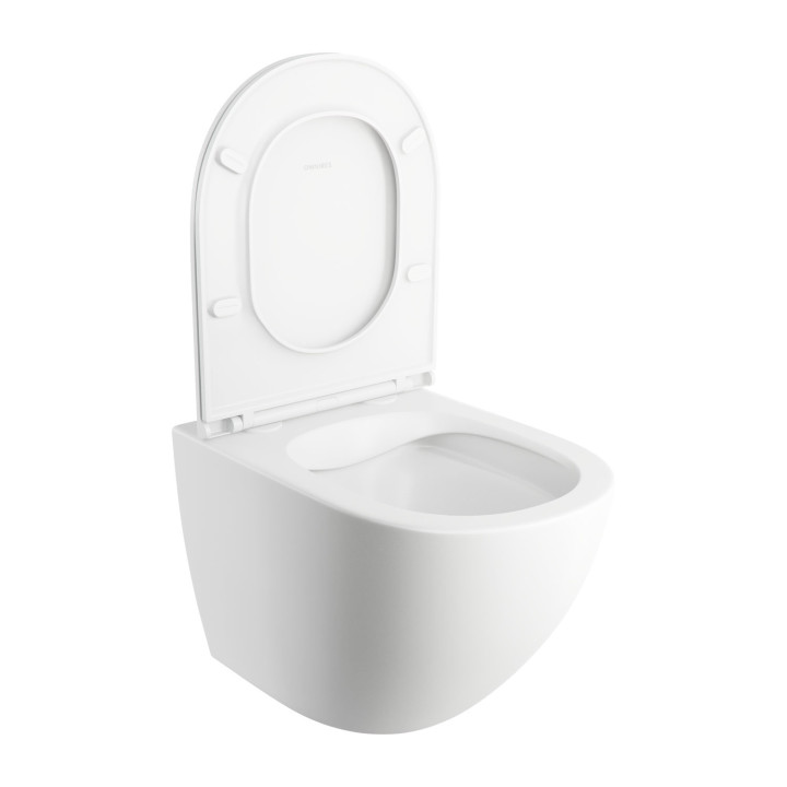Bezkołnierzowa Becken Toiletten- hängend mit WC-Sitz mit Softclosing, 49x37 cm, Omnires Ottawa - Weiß matt  