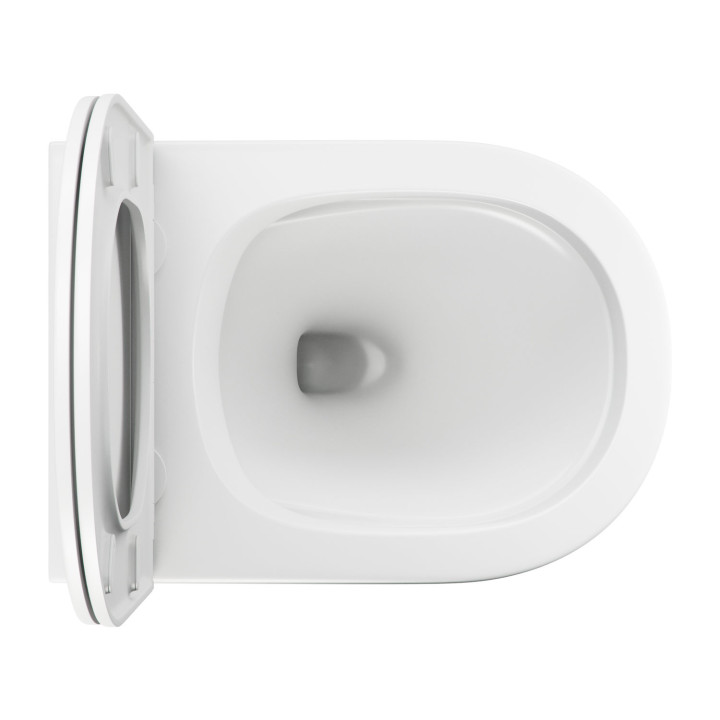 Bezkołnierzowa Becken Toiletten- hängend mit WC-Sitz mit Softclosing, 49x37 cm, Omnires Ottawa - Weiß matt  