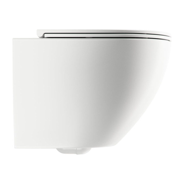 Bezkołnierzowa Becken Toiletten- hängend mit WC-Sitz mit Softclosing, 49x37 cm, Omnires Ottawa - Weiß matt  