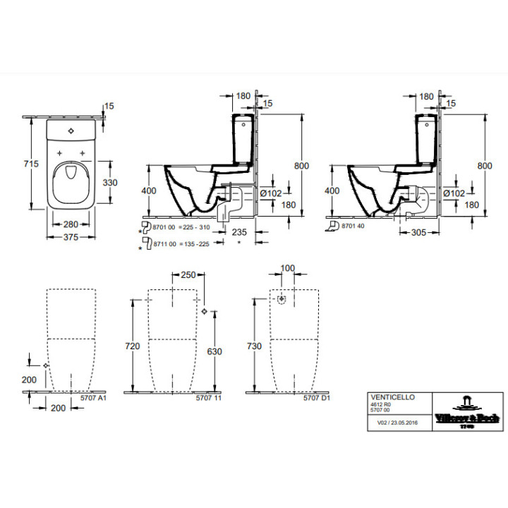 Becken WC Tiefspül- do WC-kompaktu bez kołnierza wewnętrznego, stehend, Villeroy & Boch Venticello - Weiss Alpin CeramicPlus