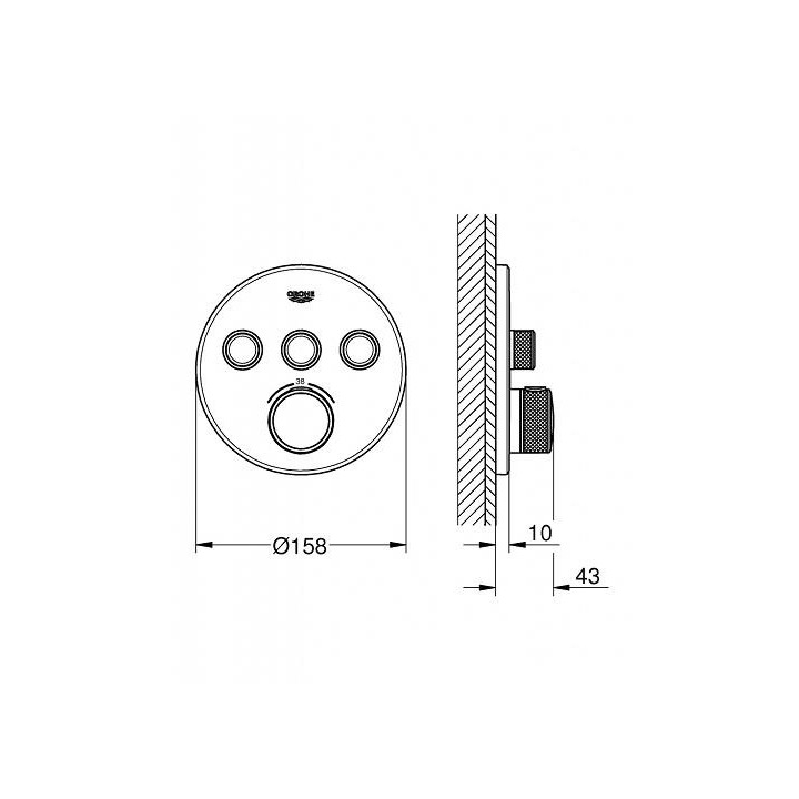 Unterputzarmatur Grohe Grohtherm SmartControl thermostatisch 3-Empfänger wody Chrom- sanitbuy.pl