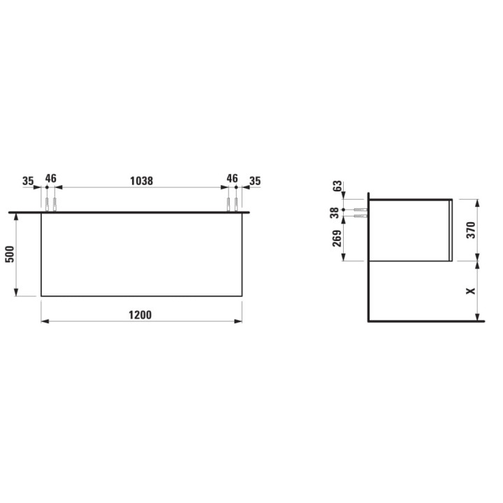Schrank pod umywalkę Laufen Base for Val, dwie szuflady, 120cm, weiß matt
