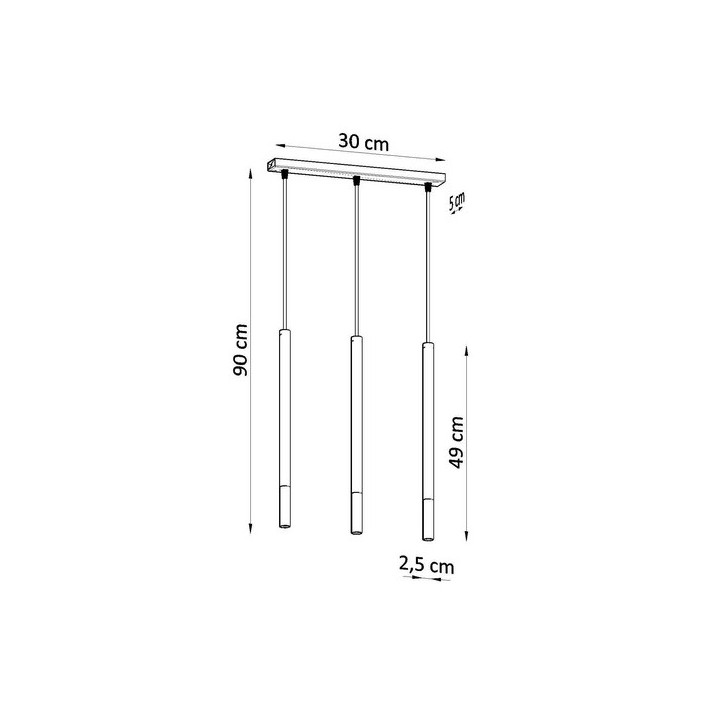 Lampa hängend Sollux Ligthing LOOPEZ 3P, GU10 3x40W, 3x12W LED,  schwarz/Chrom