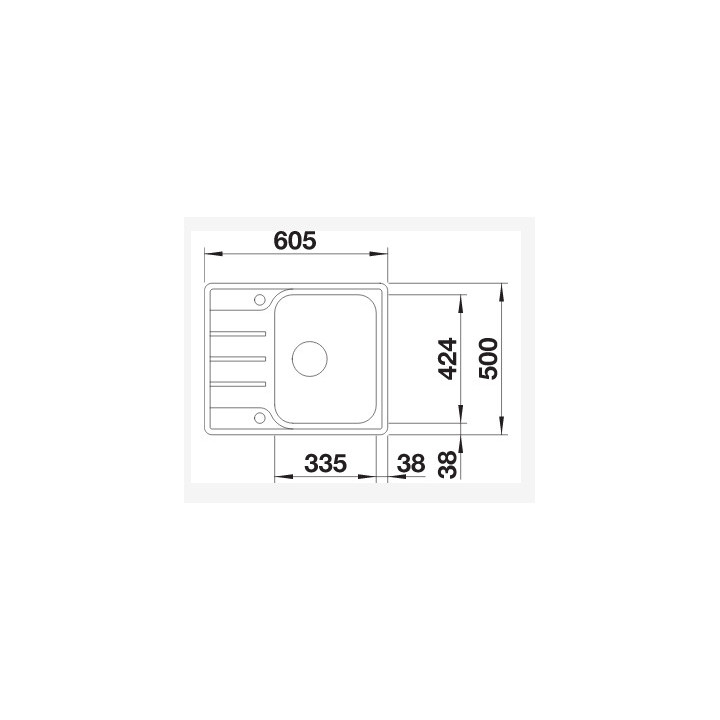 Blanco Dinas 8 S 1160x500mm Stahl ohne automatischen Stöpsel, aus Stahl