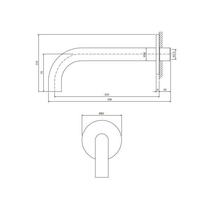 Kopfbrause mit Arm , Omnires SIMLINE, ø25 cm, Chrom