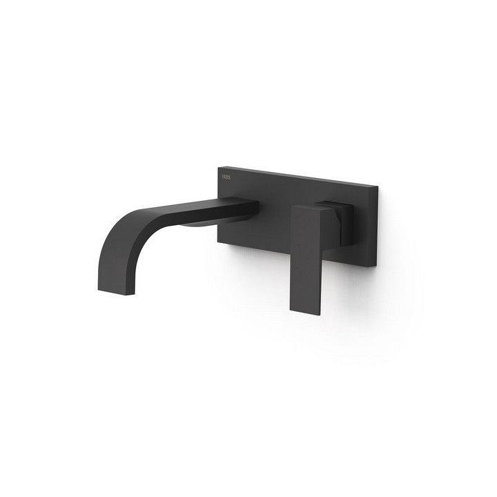 Element zur Wandmontage do podtynkowego korpusu baterii umywalkowe TRES Cuadro, Auslauf 180mm, schwarz matt 