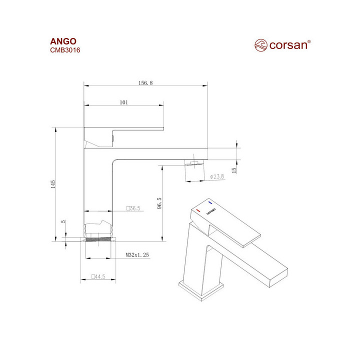 Waschtischarmatur Corsan Ango ,schwarz