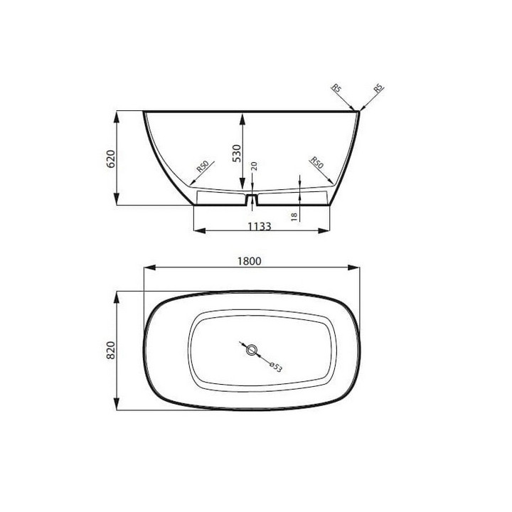 Badewanne freistehend Massi Elegant, 170x80x60 cm, ohne Überlauf, weiß- sanitbuy.pl