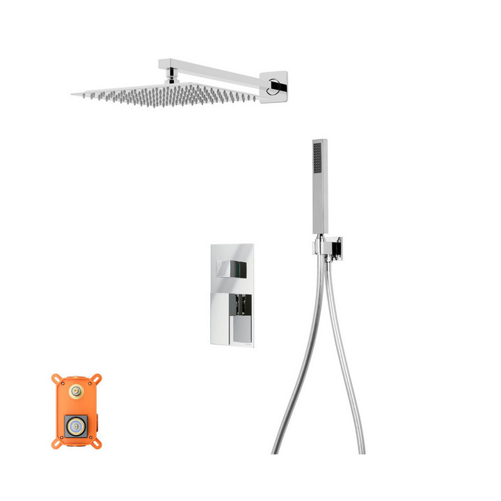Dusch-set mit Unterputzarmatur und Brause Corsan Ango,Kopfbrause 25cm, Chrom