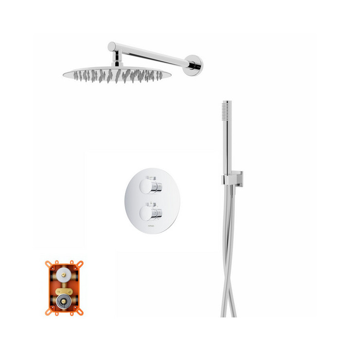 Dusch-set mit Unterputzarmatur und Brause Corsan Ango,Kopfbrause rund śr. 25cm, Chrom