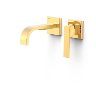 Element zur Wandmontage do podtynkowego korpusu baterii umywalkowe TRES Slim Exclusive, Auslauf 240mm,  Gold