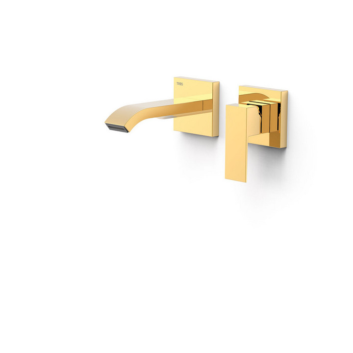 Element zur Wandmontage do podtynkowego korpusu baterii umywalkowe TRES Cuadro, Auslauf 240mm, Gold 