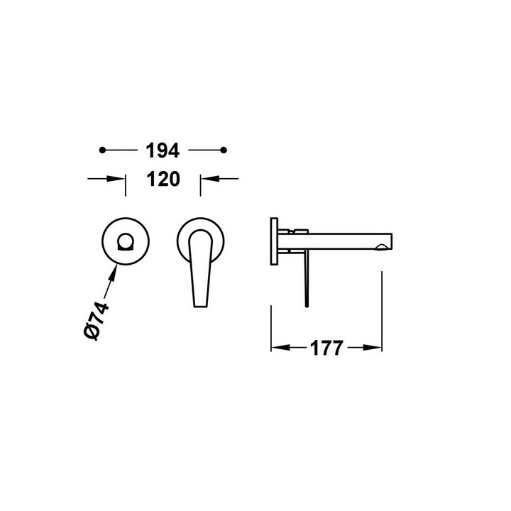 Element zur Wandmontage do podtynkowego korpusu Waschtischarmatur TRES Class, Auslauf 240mm, Chrom