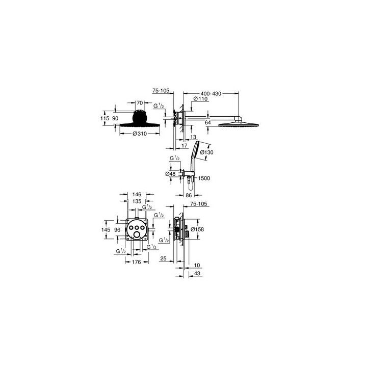 Dusch-set Grohe Grohterm SmartControl Rainshower 310 SmartActive Cube, Chrom