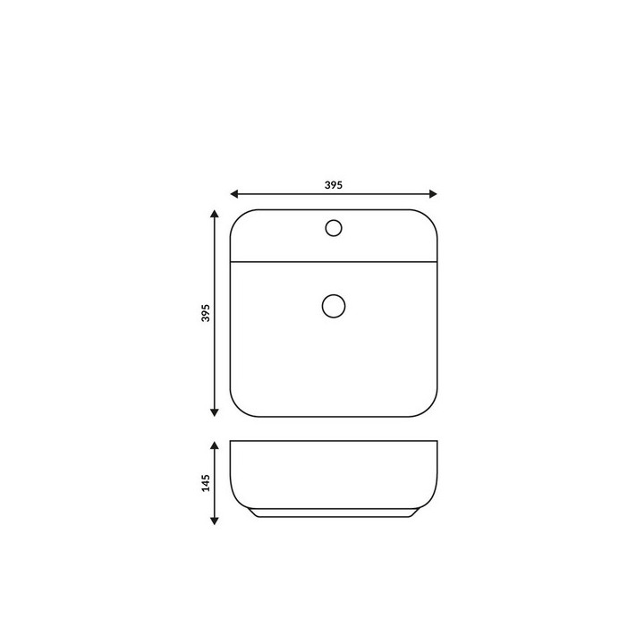 Aufsatzwaschtisch quadratisch Corsan 1395x395x145mm mit Hahnloch, weiß