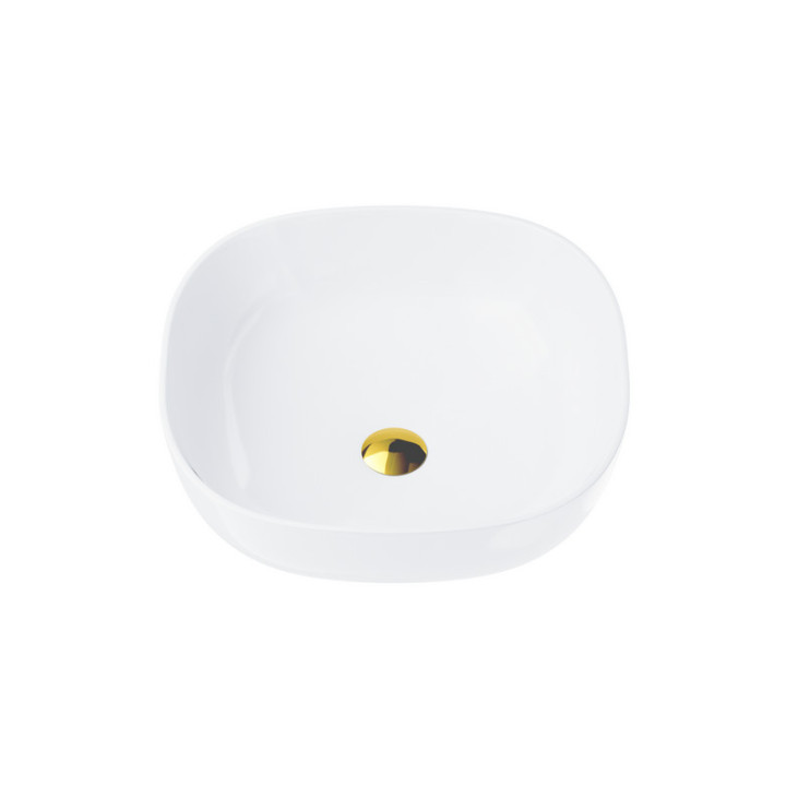 Waschtisch quadratisch Aufsatz  Corsan 420x420x145mm, mit Stöpsel klik-klak Chrom, weiß