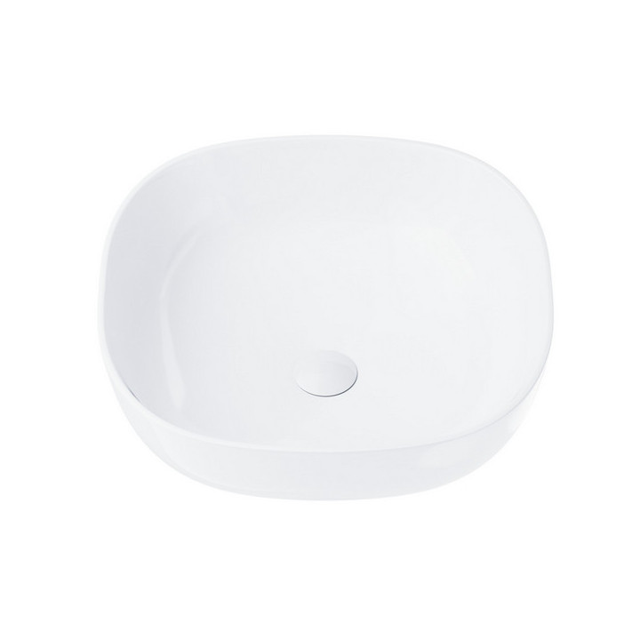 Waschtisch quadratisch Aufsatz  Corsan 420x420x145mm, mit Stöpsel klik-klak złotym, weiß