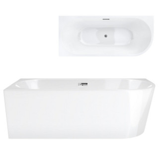 Badewanne freistehend Eck- Corsan Intero , 160x74cm, lewostronna, korek klik-klak Chrom, weiß