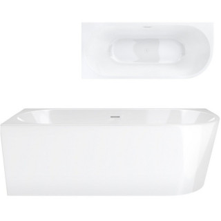 Badewanne freistehend Eck- Corsan Intero , 160x74cm, lewostronna, korek klik-klak weiß, weiß