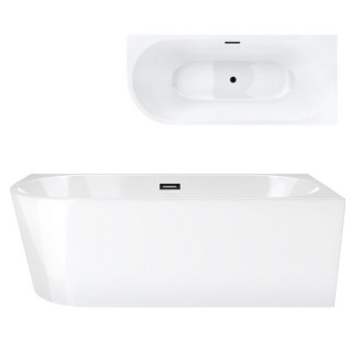 Badewanne freistehend Eck- Corsan Intero , 170x73cm, lewostronna, korek klik-klak Chrom, weiß