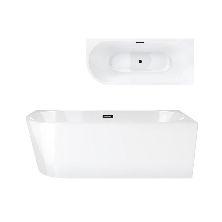 Badewanne freistehend Eck- Corsan Intero , 170x73cm, lewostronna, korek klik-klak Chrom, weiß