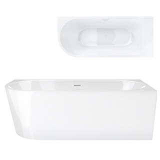 Badewanne freistehend Eck- Corsan Intero , 160x74cm, prawostronna, korek klik-klak Chrom, weiß