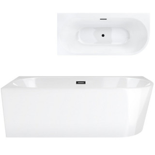 Badewanne freistehend Eck- z szeroką krawędzią Corsan Intero SLIM , 160x74cm, lewostronna, korek klik-klak weiß, weiß