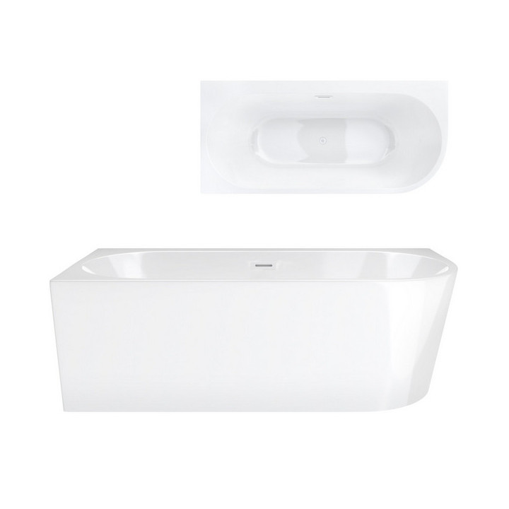 Badewanne freistehend Eck- z szeroką krawędzią Corsan Intero  , 170x80cm, lewostronna, korek klik-klak Chrom, weiß