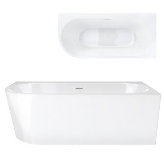 Badewanne freistehend Eck- z szeroką krawędzią Corsan Intero  , 160x74cm, prawostronna, korek klik-klak Chrom, weiß
