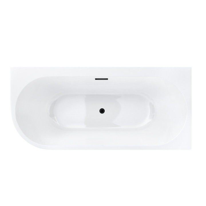 Badewanne freistehend Eck- z szeroką krawędzią Corsan Intero  , 160x74cm, prawostronna, korek klik-klak weiß, weiß