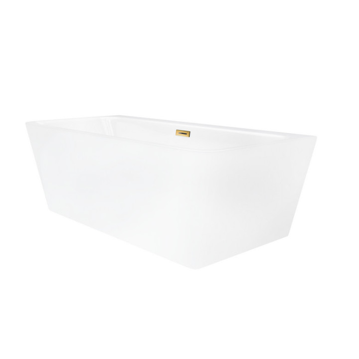 Badewanne freistehend zur Wandmontage z szeroką krawędzią Corsan ISEO  , 160x74cm, korek klik-klak Chrom, weiß