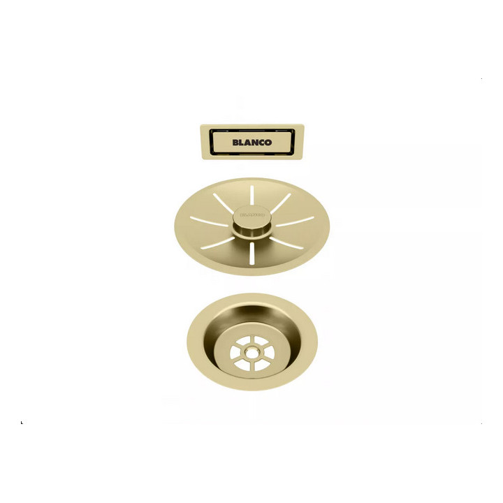 Set elementów stalowych do armatury przelewowo-odpływowej do jednej komory  Blanco InFino, satin gold