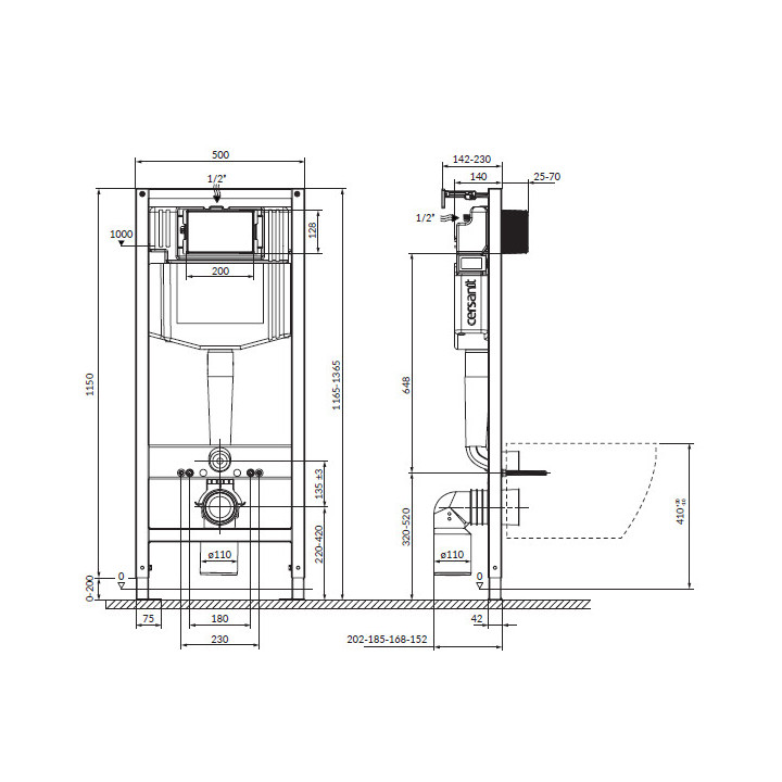 Unterputz-gestell Cersanit Aqua 50 Mech Q