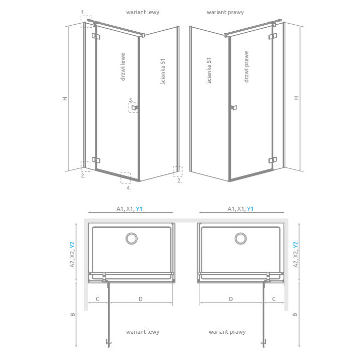 Tür Kabine prysznicowej Radaway Essenza 8 KDJ 80, links, 800x2000mmm, Glas transparent, Chrom