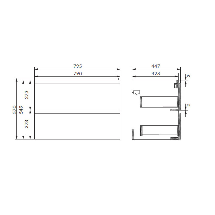 Schrank Unterbau- Cersanit Moduo  60, antracyt