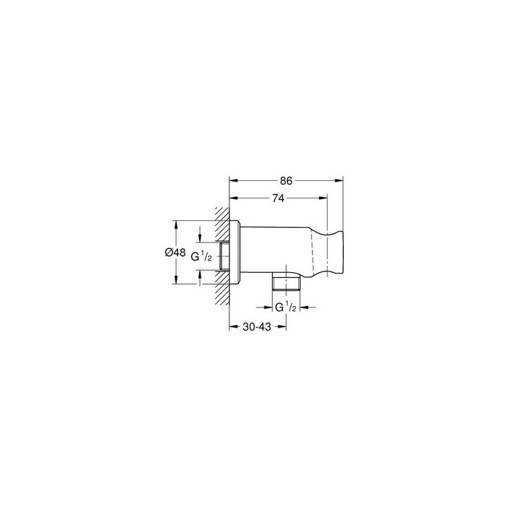 Kolanko Dusch- mit Griff Grohe Rainshower, brushed hard graphite
