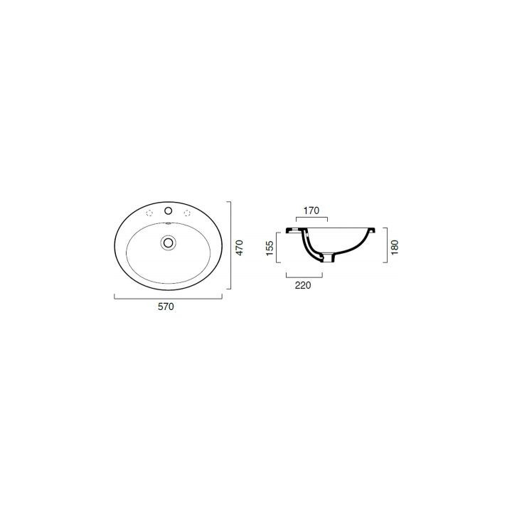 Einbauwaschtisch Catalano Incasso Light 61 cm, weiß