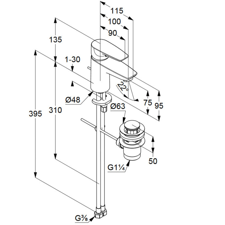 Elektronisch Waschtischarmatur hoch DN 15, Kludi Zenta SL, Chrom