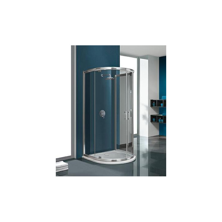 Duschkabine mit eckeinstieg Sanplast KP4/TX5b+BPza halbrund wraz mit Duschwanne, H2030 mm, transparentes Glas, silbernes Profil 