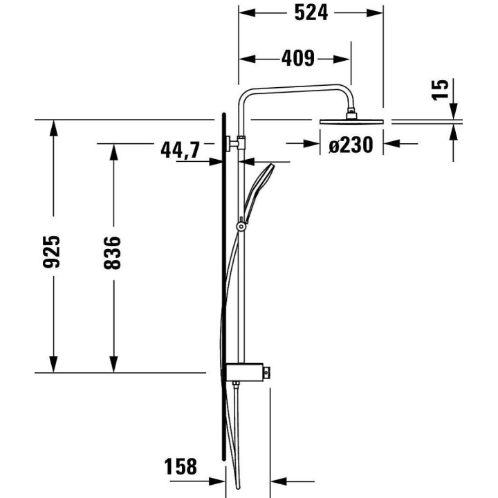 Brausestange 810mm, Duravit - Chrom/Weiß glänzend