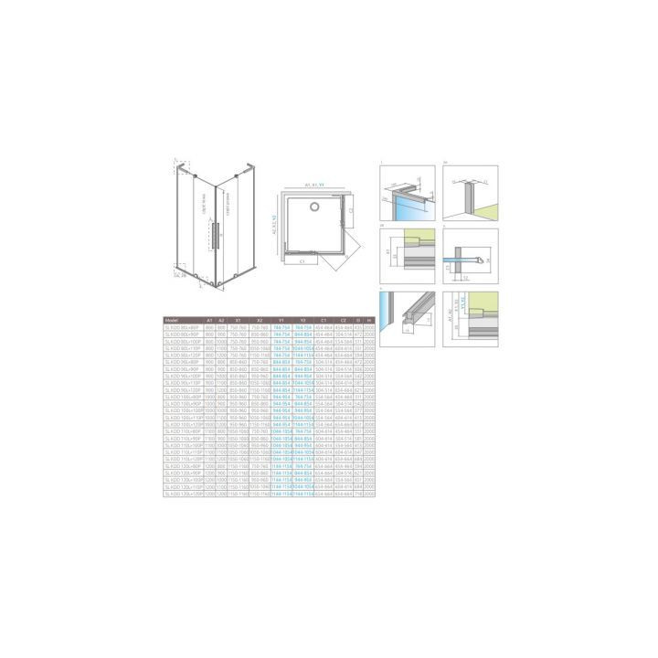 Kabine Radaway Furo SL KDD 80, profil Chrom Glanz, Glas transparent, Teil links