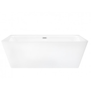 Badewanne freistehend zur Wandmontage z szeroką krawędzią Corsan ISEO  , 150x75cm, korek klik-klak weiß, weiß