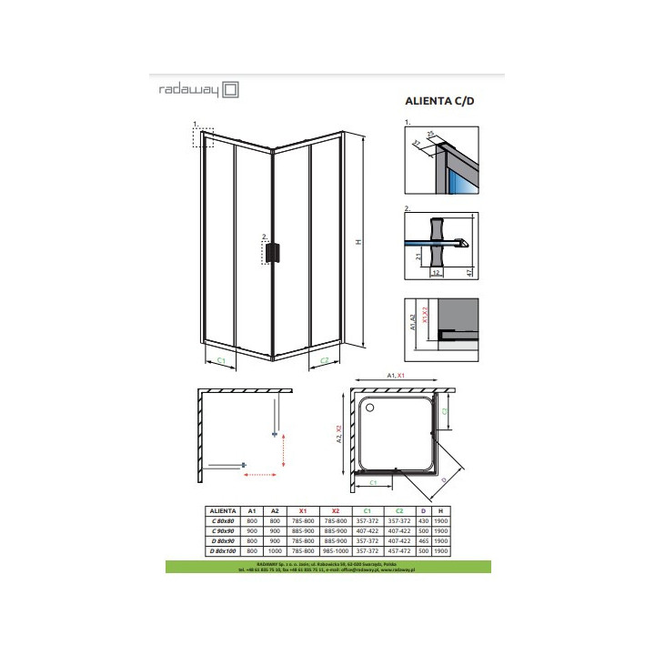 Brilis Alienta C 80x80x190 Kabine quadratisch