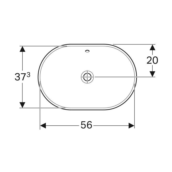 Geberit Variform Einbauwaschtisch, eliptyczna, 60cm, z Überlauf, ohne Hahnloch